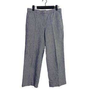 J.Crew Cropped Chambray Straight Leg High Rise Cotton Trouser 4 Blue Grey #3907